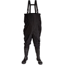 Men's Cheap Black Nylon Fly Fishing Wader PVC Chest Waders with PVC Bootfoot